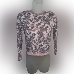 NWT Justice Light Pink + Gray Cheetah Print Long Sleeve Top/Tank - Size Girls 7